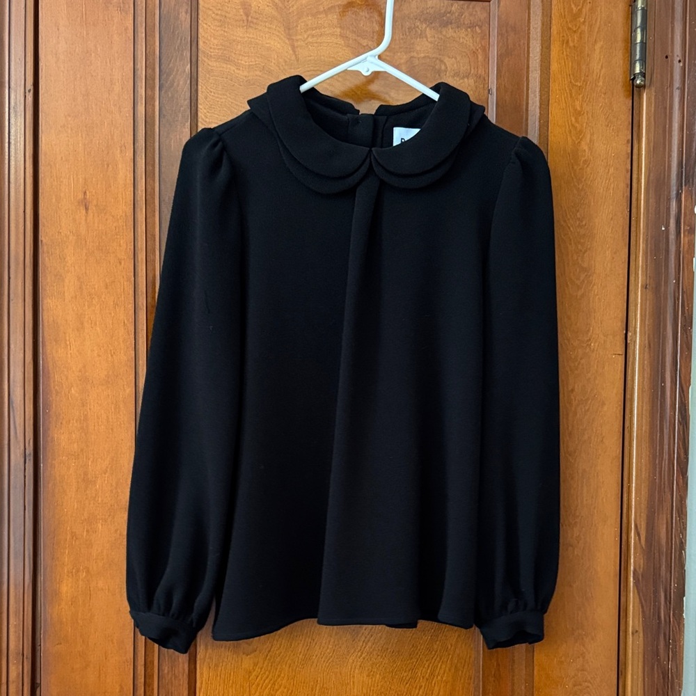 Rosae Paris Le Favorites Black Double-Layer Peter Pan Collar Top